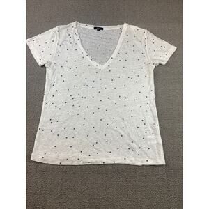 Rails Women Extra Small White Black Star‎ Print V-neck T-shirt